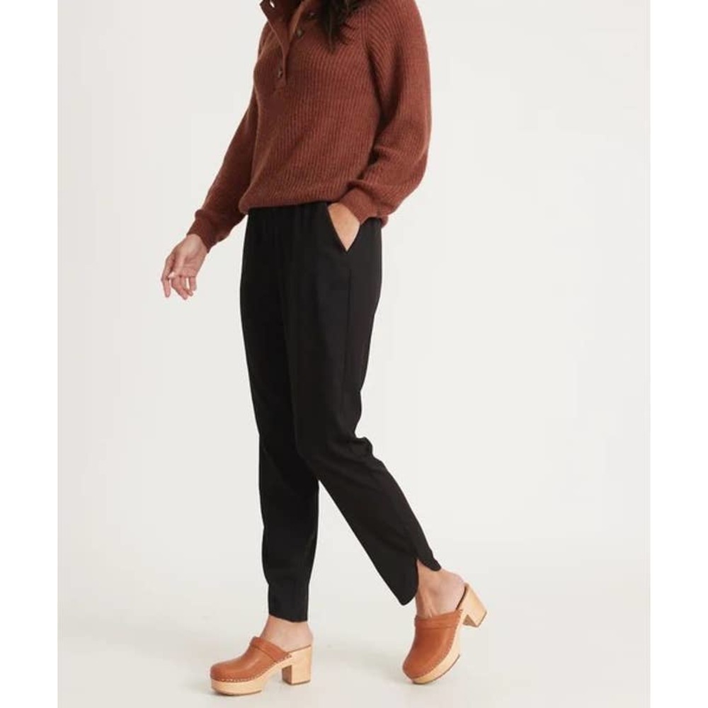 Marine Layer Elastic Waist Lightweight Re-Spun Allison Ankle Pants Black Medium